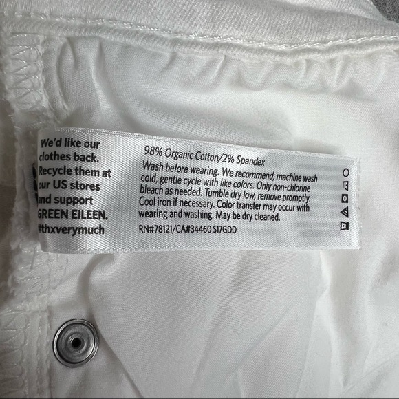 Eileen Fisher Womans Size 10 White Skinny Jeans Mid Rise Organic Cotton - Picture 3 of 6